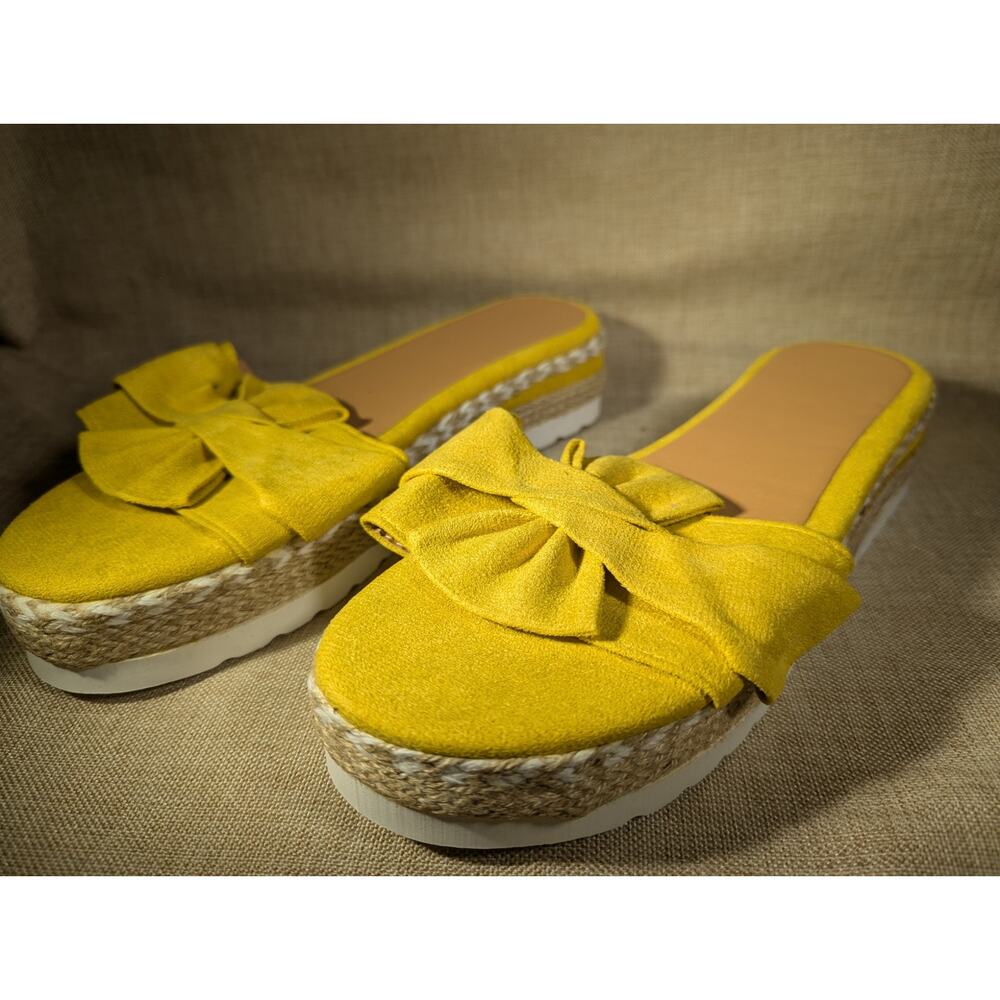 Platform Comfy Bow Beach Shoes  Flip Flops Casual Sandal Shoes sz 10